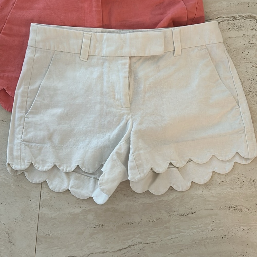 J. Crew Scalloped Shorts - White, Peach, Black, chambray blue - Picture 2 of 16